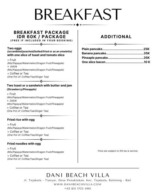 Breakfast Menu Agustus 11th